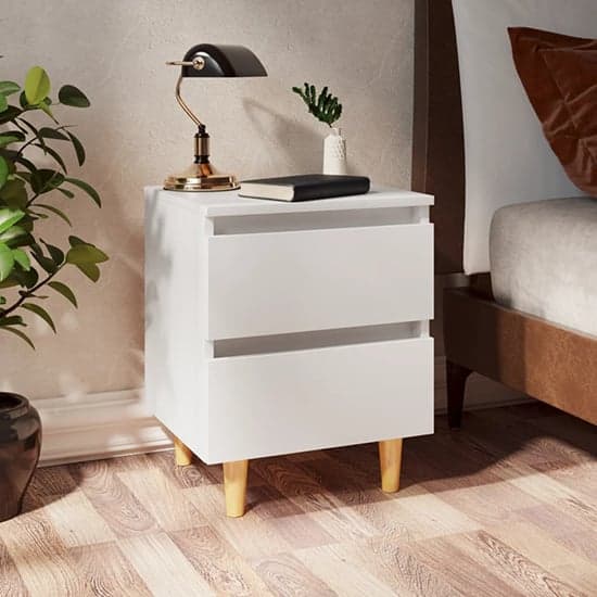Macaw Wooden Bedside Cabinet With 2 Drawers In White_1