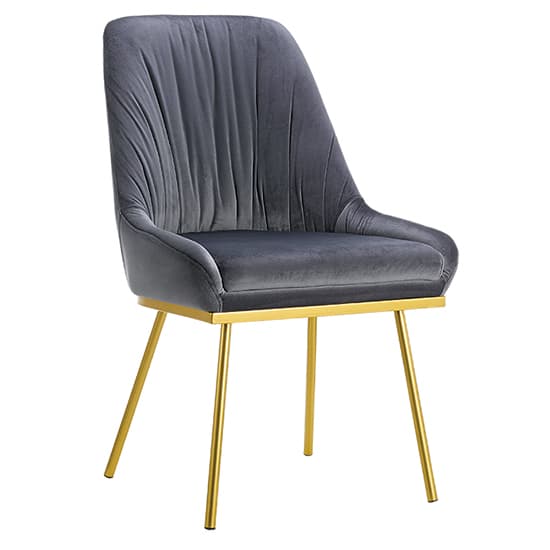 Mace Grey Velvet Dining Chairs With Gold Metal Legs In Pair Furniture