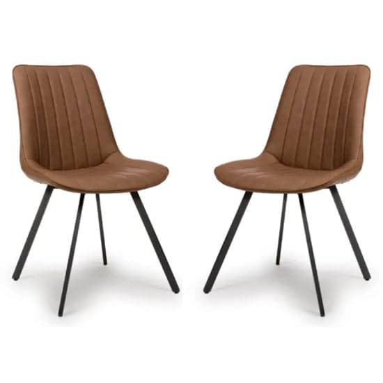 Macia Tan Faux Leather Dining Chairs In Pair_1