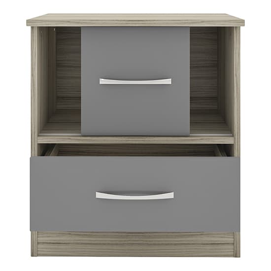 Mack Gloss Bedside Cabinet With Sliding Door In Grey Light Oak_4