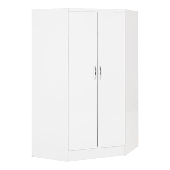 Mack Corner High Gloss Wardrobe With 2 Doors In White_1