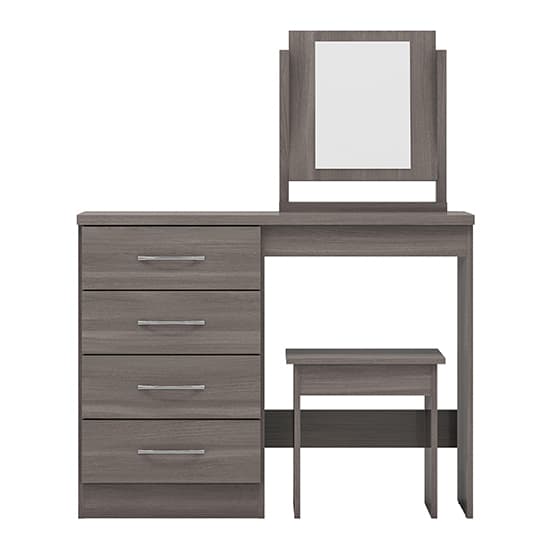Mack Dressing Table Set With 4 Drawers In Black Wood Grain_2