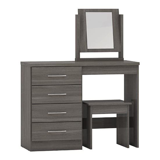 Mack Dressing Table Set With 4 Drawers In Black Wood Grain