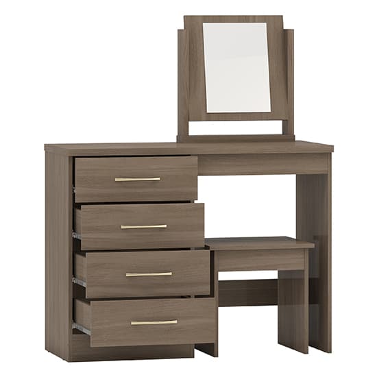 Mack Dressing Table Set With 4 Drawers In Rustic Oak Effect_3
