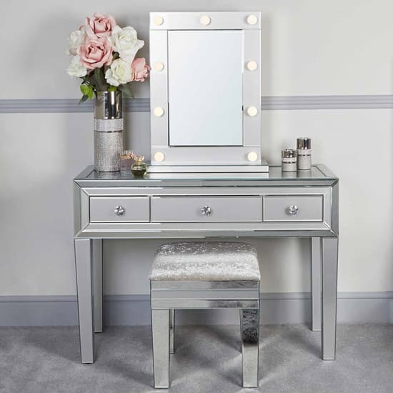 Mack Dressing Vanity Mirror In Grey With LED Bulbs_6