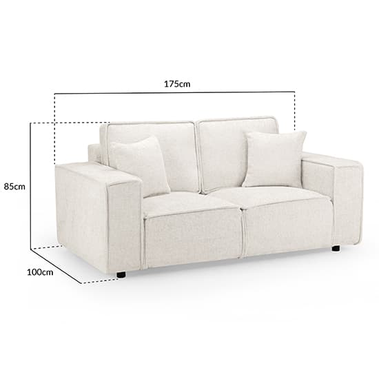 Mack Fabric 2 Seater Sofa In Cream With Black Wooden Feets_3
