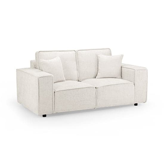 Mack Fabric 2 Seater Sofa In Cream With Black Wooden Feets_1