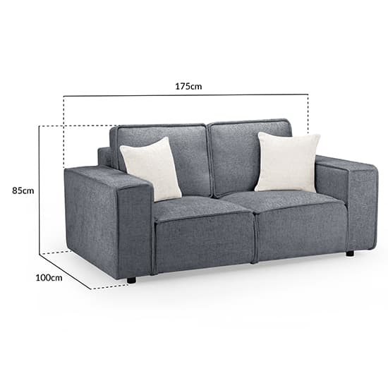 Mack Fabric 2 Seater Sofa In Slate With Black Wooden Feets_6