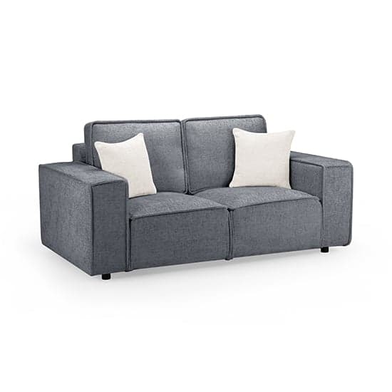 Mack Fabric 2 Seater Sofa In Slate With Black Wooden Feets_1