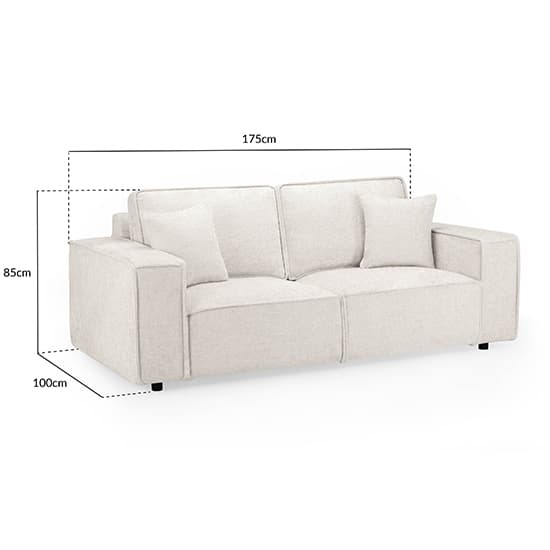Mack Fabric 3 Seater Sofa In Cream With Black Wooden Feets_3