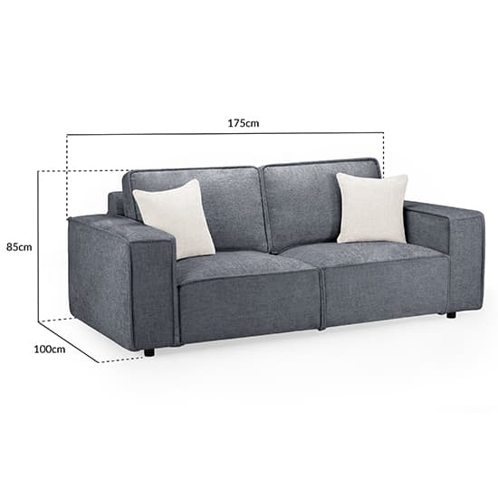 Mack Fabric 3 Seater Sofa In Slate With Black Wooden Feets_6
