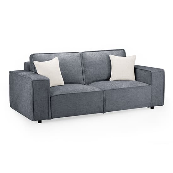 Mack Fabric 3 Seater Sofa In Slate With Black Wooden Feets_1