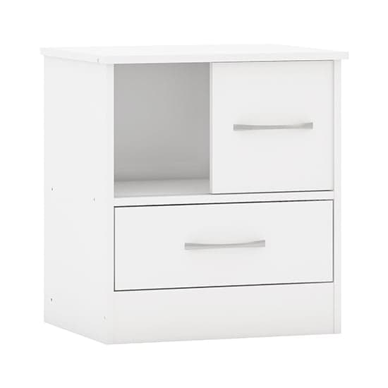 Mack High Gloss Bedside Cabinet With Sliding Door In White_2