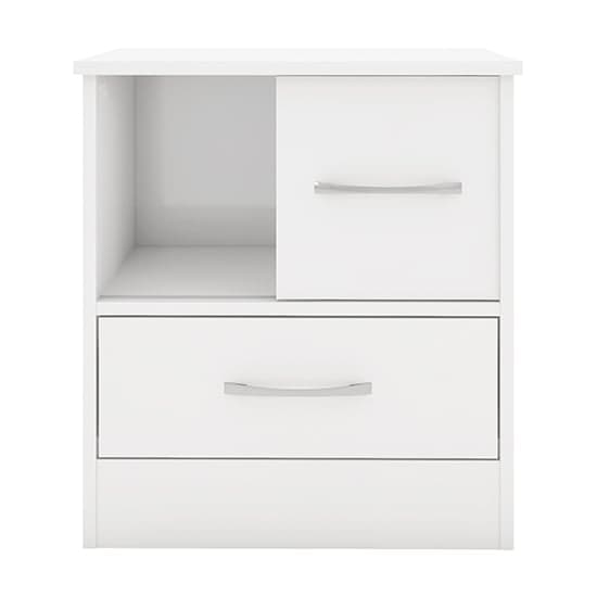 Mack High Gloss Bedside Cabinet With Sliding Door In White_3