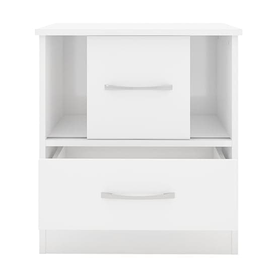 Mack High Gloss Bedside Cabinet With Sliding Door In White_4