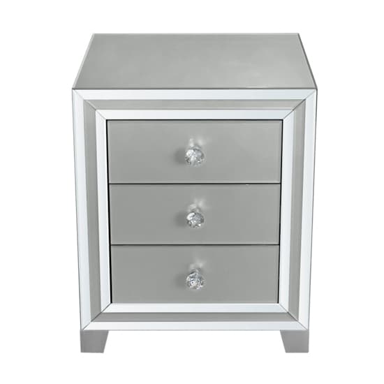 Mack Mirrored Bedside With 3 Drawers In Grey Furniture in Fashion