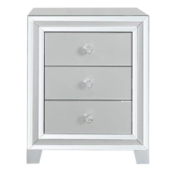Mack Mirrored Bedside Cabinet With 3 Drawers In Grey_1