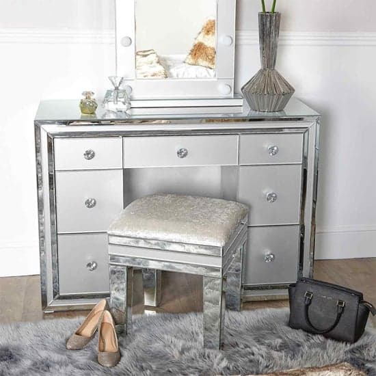 Mack Mirrored Dressing Table With 7 Drawers In Grey_5
