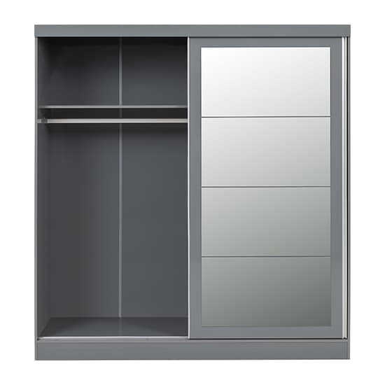 Mack Mirrored High Gloss Sliding Wardrobe With 2 Doors In Grey_4