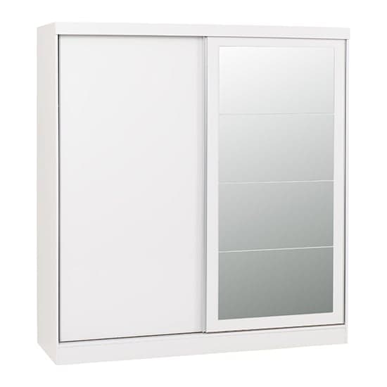 Mack Mirrored High Gloss Sliding Wardrobe With 2 Doors In White_2