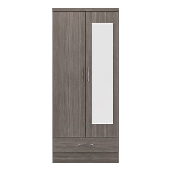 Mack Mirrored Wardrobe With 2 Door 1 Drawer In Black Wood Grain_2