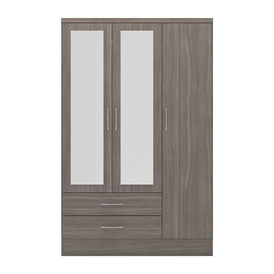 Mack Mirrored Wardrobe With 3 Door 2 Drawer In Black Wood Grain_2