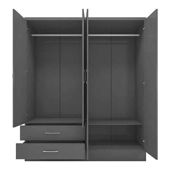 Mack Mirrored Wardrobe With 4 Doors 2 Drawers In 3D Effect Grey_4
