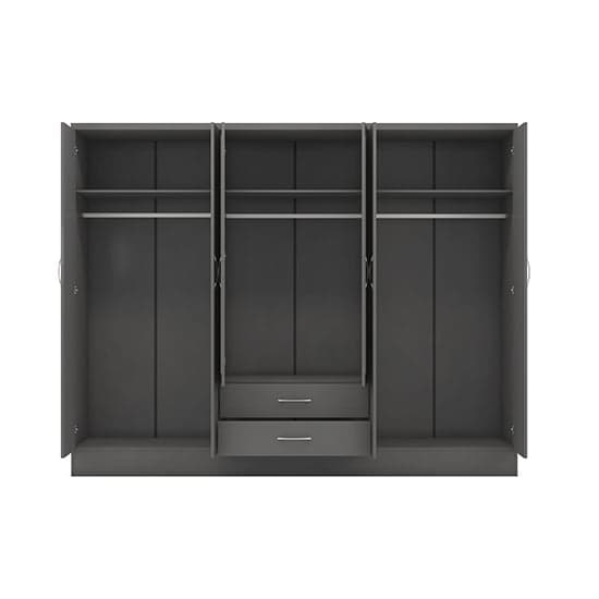 Mack Mirrored Wardrobe With 6 Doors 2 Drawers In 3D Effect Grey_3