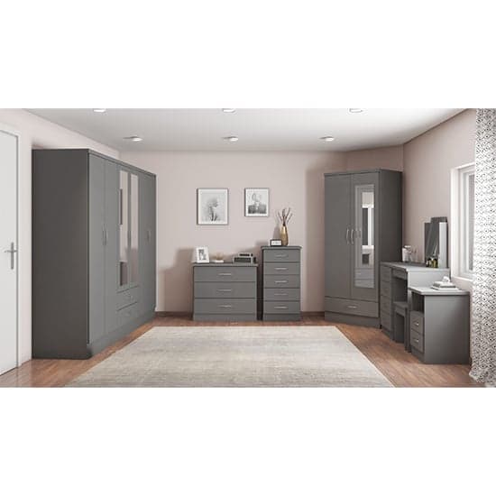Mack Mirrored Wardrobe With 6 Doors 2 Drawers In 3D Effect Grey_5