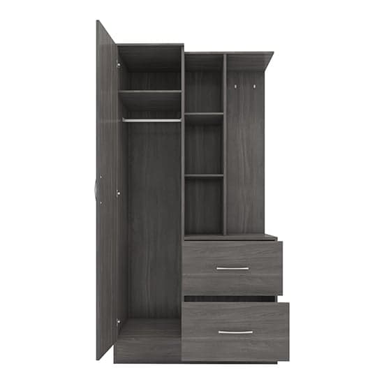 Mack Mirrored Wardrobe With Open Shelf In Black Wooden Grain_3