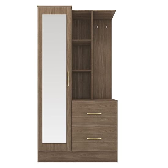Mack Mirrored Wardrobe With Open Shelf In Rustic Oak Effect_2