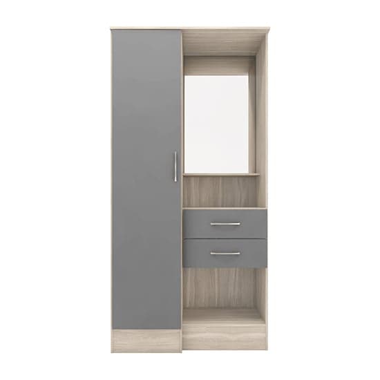 Mack Gloss Vanity Wardrobe With 1 Door In Grey And Light Oak_2