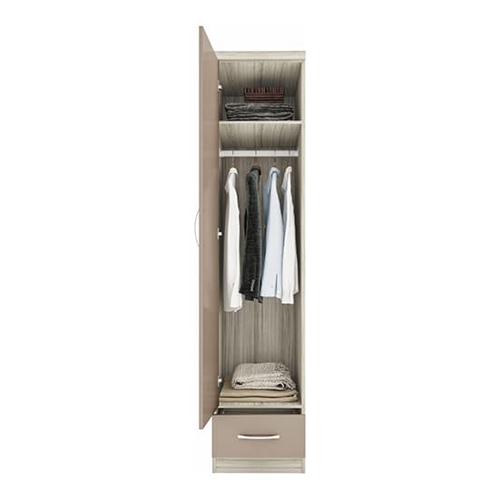 Mack Wardrobe With 1 Door 1 Drawer In Oyster And Light Oak_5