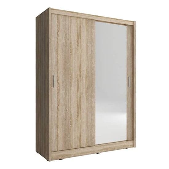 Mack Wooden Wardrobe With 1 Mirrored Sliding Door In Sonoma Oak_2
