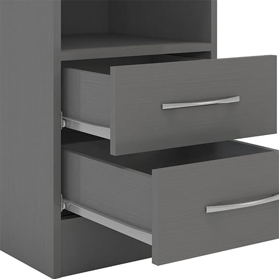 Mack Wooden Bedside Cabinet With 2 Drawers In 3D Effect Grey_4