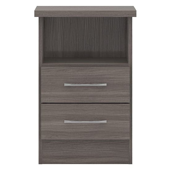 Mack Wooden Bedside Cabinet With 2 Drawers In Black Wood Grain_2