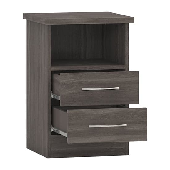 Mack Wooden Bedside Cabinet With 2 Drawers In Black Wood Grain_3