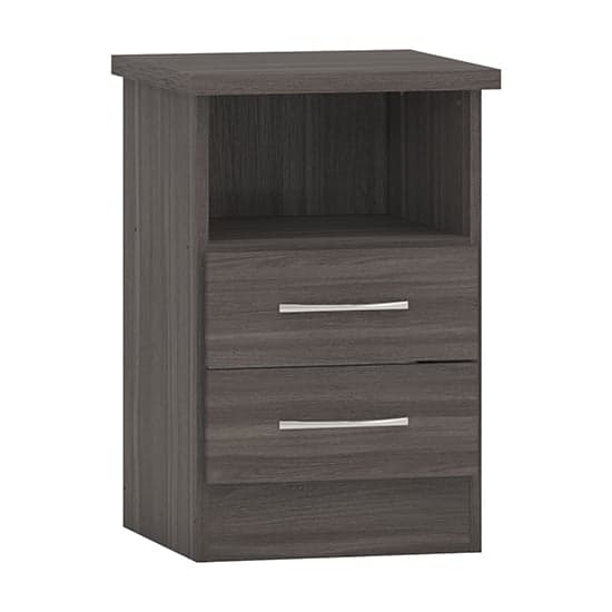 Mack Wooden Bedside Cabinet With 2 Drawers In Black Wood Grain_1
