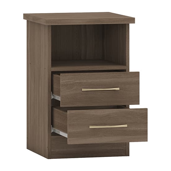 Mack Wooden Bedside Cabinet With 2 Drawers In Rustic Oak Effect_3