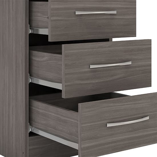 Mack Wooden Bedside Cabinet With 3 Drawers In Black Wood Grain_4