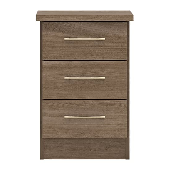 Mack Wooden Bedside Cabinet With 3 Drawers In Rustic Oak Effect_2
