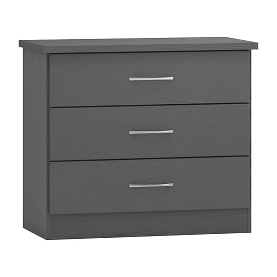 Mack Wooden Chest Of 3 Drawers In 3D Effect Grey_1