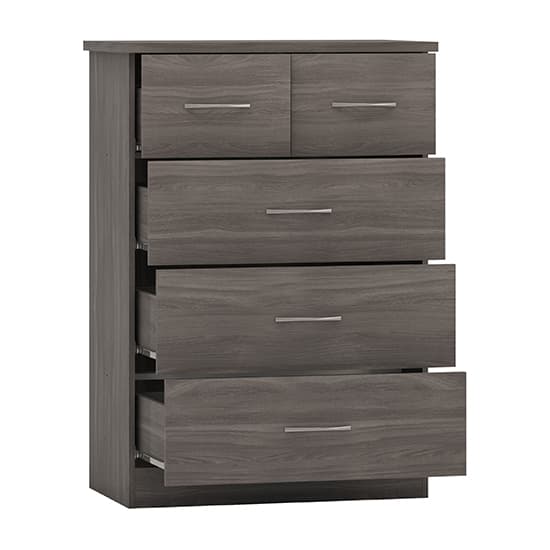 Mack Wooden Chest Of 5 Drawers In Black Wood Grain_3