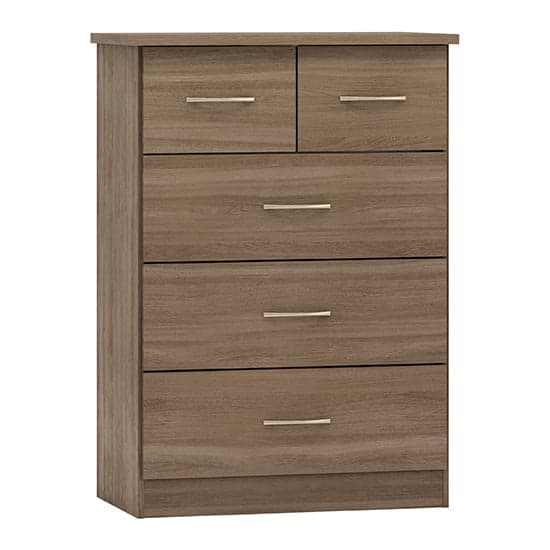 Mack Wooden Chest Of 5 Drawers In Rustic Oak Effect_1