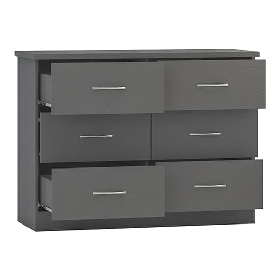 Mack Wooden Chest Of 6 Drawers In 3D Effect Grey_3