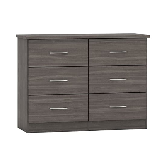 Mack Wooden Chest Of 6 Drawers In Black Wood Grain_1