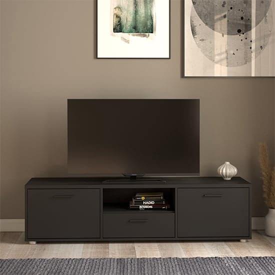 Macomb Small Wooden TV Stand With 2 Door 1 Drawer In Black_1
