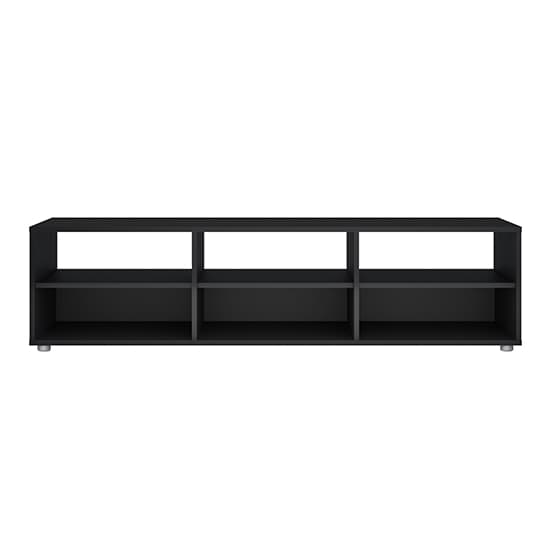 Macomb Wooden TV Stand With 6 Shelves In Black_3