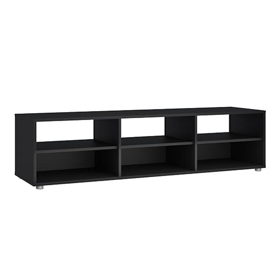 Macomb Wooden TV Stand With 6 Shelves In Black_4