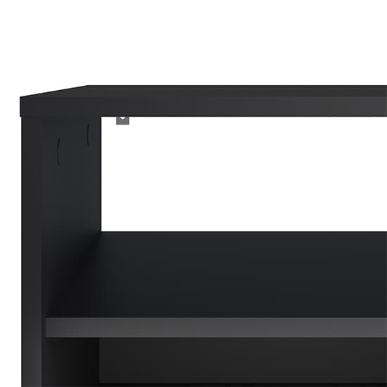 Macomb Wooden TV Stand With 6 Shelves In Black_6